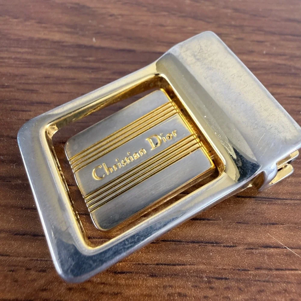 Vintage Christian Dior Belt Buckle Gold Silver Tone CD Logo Replacement